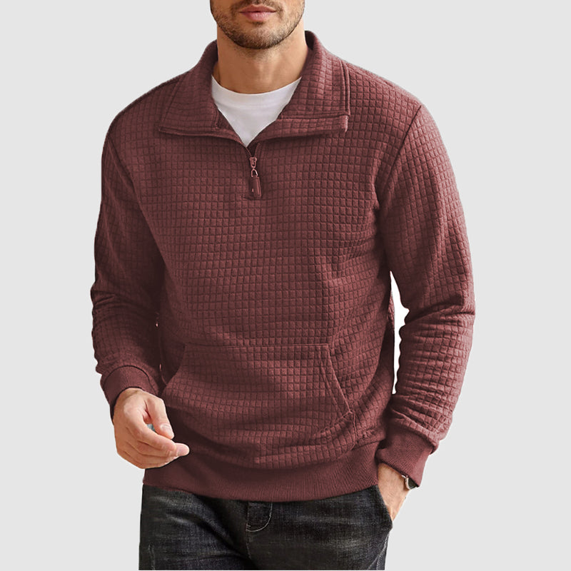 Men's casual standing collar zipper hoodie