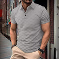 Ice Silk Plaid Jacquard Lapel Short Sleeve Polo Shirt