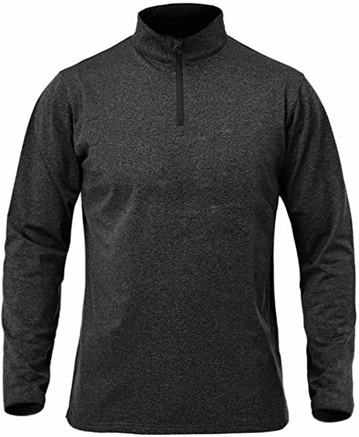 Men's long sleeve quick-dry running head semi-zipper solid color breathable T-shirt