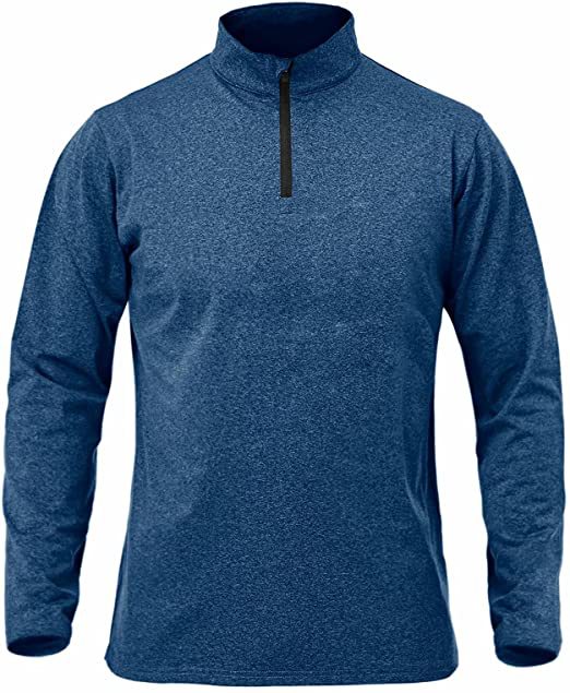 Men's long sleeve quick-dry running head semi-zipper solid color breathable T-shirt